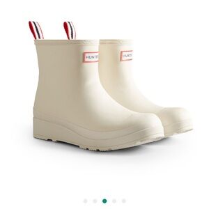 Womens Hunter Play Short Shearling Rain Boot - White